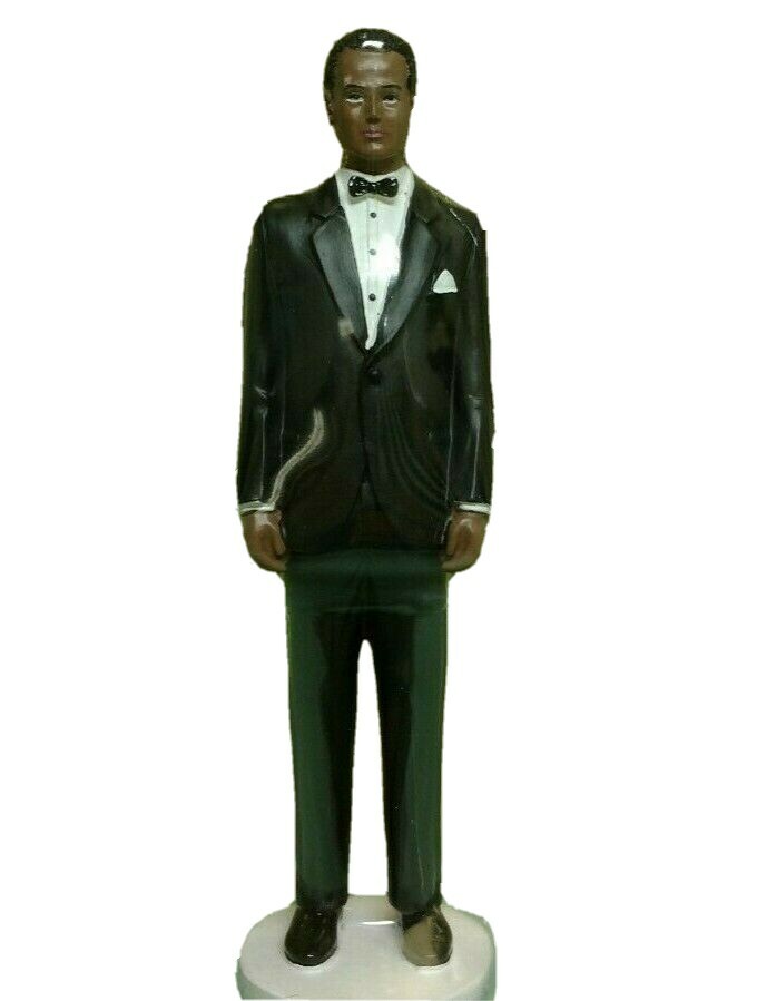Wedding Cake Topper Classic African American Groom Black Suit Figure Decoration