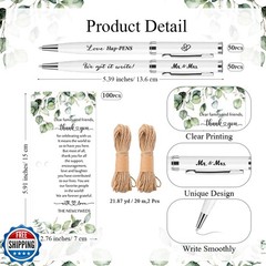 Affrolling 100 Sets Wedding Favors for Guests Bulk Retractable Ballpoint Pen