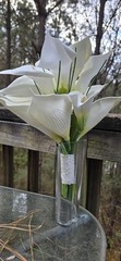 Calla Lily Bridal Bouquet White Real Feel Artificial Flowers Classic Faux