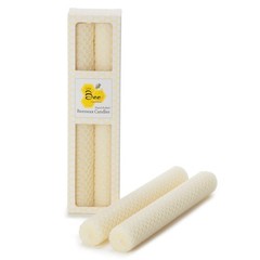 8 Inch Hand-Rolled Beeswax Taper Candles – Little 8 Single Pair, Ivory