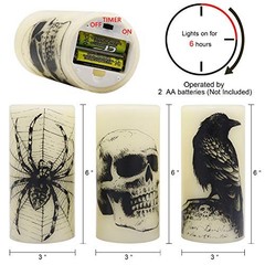 LED Flameless Flickering Candles Halloween – Battery Operated – 1-Skull Timer