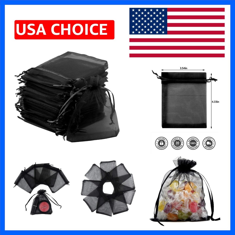 50pcs Organza Bags 3.54»x4.33»9x11cm Satin Drawstring Organza Pouch Wedding…