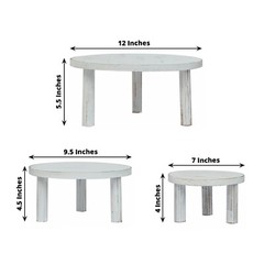 3 WHITEWASH Wooden Pedestal Cake Stands with Removable Legs Event Decoration