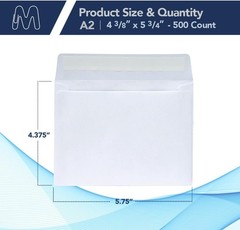 MOS A2 White Envelopes 4.4 x 5.75 Inch 500 Pack — Self-Seal A2,