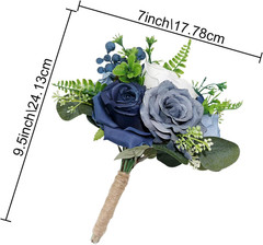 Elegant Navy Blue & White Bridesmaid Bouquet Set of 8 for Weddings