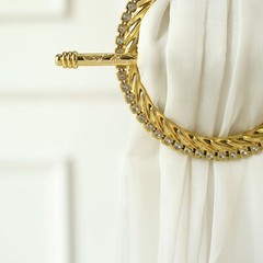 2 Round 6 in Plastic CURTAIN TIE Backs Braided Design Acrylic Crystals Party