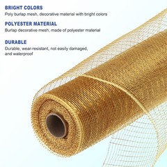 10 Inch Glitter Poly Burlap Mesh for Mesh Ribbon 10 Yard Light Coffee & Gold