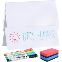 14 PCS Reusable Dry Erase Name Tent Cards For Table Markers Erasers 7.8×3.1