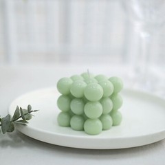 2 SAGE GREEN Bubble Cube Unscented Paraffin Wax CANDLES Wedding Centerpieces