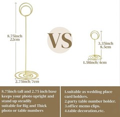 Elegant Gold Table Number Holders – Durable 8.75 Inch Photo Stand Set of 10