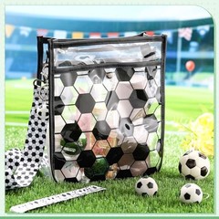 Women Clear PVC Soccer Crossbody Bag Black and White Soccer Bag for Events