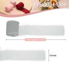 1 Roll Chiffon Ribbon, 1.5 Inch x 5 Yard Silk Ribbon, Grey