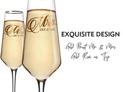 Mr and Mrs Champagne Glasses Set of 2, Long Stem Wedding Champagne Flutes 202…