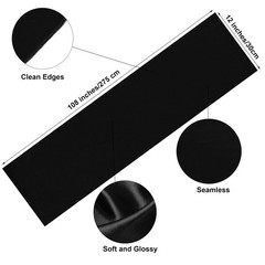 5 Pack Black Satin Table Runner 12 x 108 Inches Long, Bright Satin Silky Smoo…