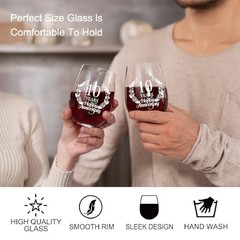 10 Years Happy Anniversary Wine Glass Set of 2, 10th 10 Years Set of 2