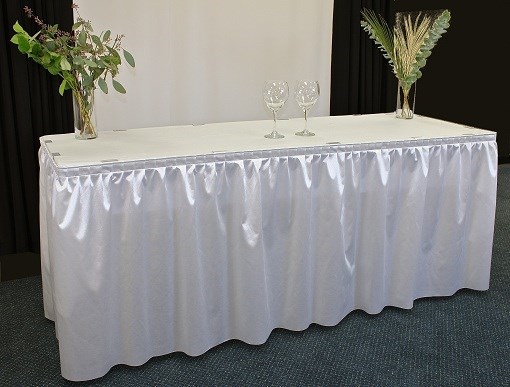6 Table Skirts 14ft Satin 29″ Banquet Skirting 3 Colors Made in U.S.A Wedding