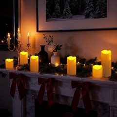 6″x3″ Outdoor Waterproof Flameless Candles with Remote D3″xH6″6″-Ivory White