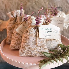 Rustic Chic Burlap and Lace Favor Bag Wedding Engagement Shower Party Gift Jute