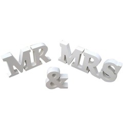 Mr & Mrs Wedding Wooden Sign Wood Letters Décor Decoration Table Top Standing