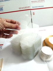 Clear Cube Party Favor Boxes. 60 piece box, tie, + tag. Birthday, wedding, baby