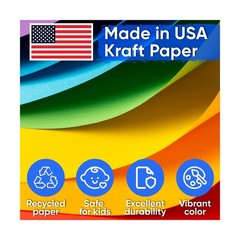 18″ x 1200″ (100 ft) USA-Made Multi-Color Construction Paper Rolls, 45 lbs/66…