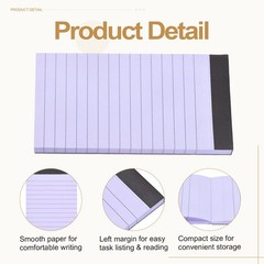 4 Pcs Writing Note Pads, 3 x 5 Inch A7 Lined Refill Paper, Purple