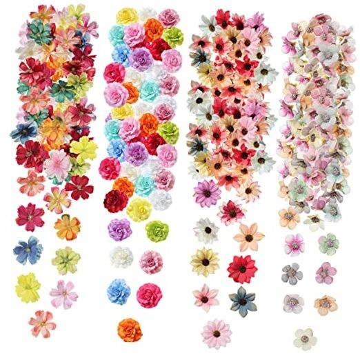 217 Pcs Mini Fake Flowers for Crafts Bulk Fake Flower Heads Charming Color