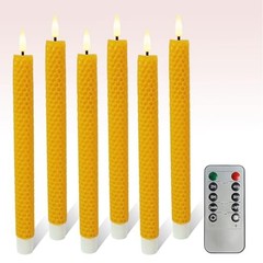 Honeycomb Flameless Taper Candles, 9.5 Inch Flickering Candles Original Yellow