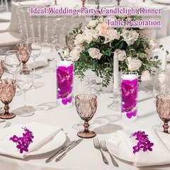 Purple Orchid Faux Flowers Floating Candles – 10 Pieces for Wedding Table