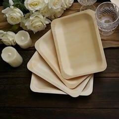 25 pcs Natural BIRCH WOODEN 8″ x 5″ Rectangle PLATES DISPOSABLE TABLEWARE SALE