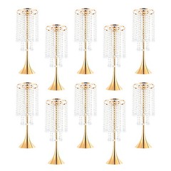10Pcs Luxurious Acrylic Crystal Flower Stand Wedding Centerpieces on Floor Gold.