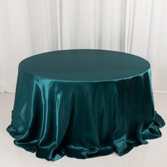 Balsa Circle Peacock Teal Satin Round Tablecloth 132″ (Round),
