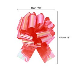 2Pcs 18 Inch Metallic Large Big Pull Bow Gift Wrapping Bows Ribbon Colorful Red
