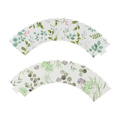25 WHITE GREEN Eucalyptus Leaves Print Cupcake Liners Muffin WRAPPERS Events