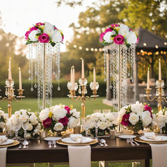 Elegant 10 Pcs Gold Metal Crystal Flower Stands for Wedding Centerpieces