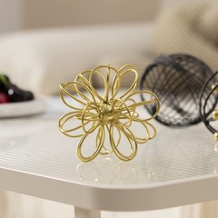 5.5″ Metal Geometric Table Top Decor, Gold Abstract Floral Sculpture, Modern …