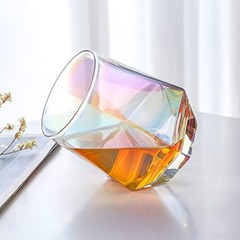 Stemless Wine Glasses Set of 4 Rainbow Diamond Wine Glass, Lead-Free Modern