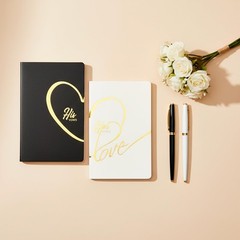porffitoy Wedding Vow Books His and Hers, 2 Pack Personalized Black White