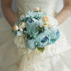 Simulation flower blue peony rose bridal bouquet wedding supplies Mori photo