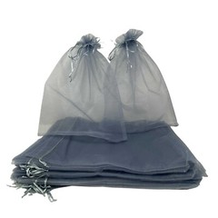 50 Pack Large Organza Gift Bags 12×16 Inch Silver Gray Weddings Birthdays