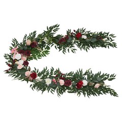 Red& White& Pink 9ft Long PP Artificial Flower Garland For Wedding Decoration