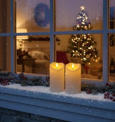 2PC Outdoor Waterproof LED Flameless Candles 6in Ivory White Remote Timer stable