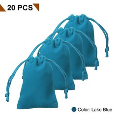 20pcs Velvet Gift Bags 2″ x 2.8″ Drawstring Jewelry Pouches Lake Blue