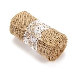 5″ x 108″ Natural Burlap Chair Sash with White Lace Party Events Decorations
