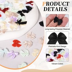 52 Pcs Mini Ribbon Bows, 1″ Tiny Bows Applique Embellishment, Mixed Colors