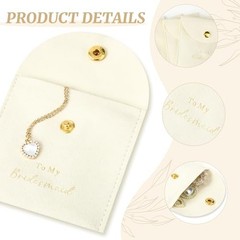 Jewelry Bags Bridesmaid Gifts Set of 8 Velvet Small 8 x 8 cm (Button) Ivory