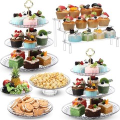 6 Pcs Acrylic Dessert Stands Set Include Display Risers Cupcake Tower and Clear
