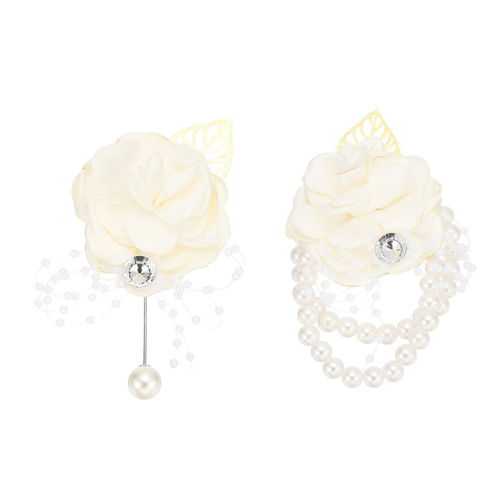 Rose Bridesmaid Wrist Flower Corsage Artificial Bride Wrist Corsage Cream