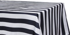 7 BLACK & WHITE STRIPED SATIN TABLECLOTHS 60″x126″ CHARMEUSE PRINT SILK SALE