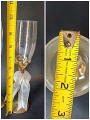 Vtg Champagne Flute Goblet Crystal Glass Wedding Toast Metal Cased Stem Barware